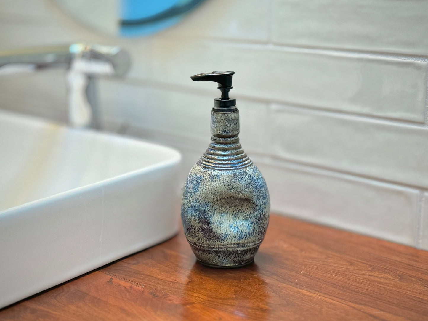 Handmade Pottery Vase, Oil Decanter, and Soap Dispenser In One