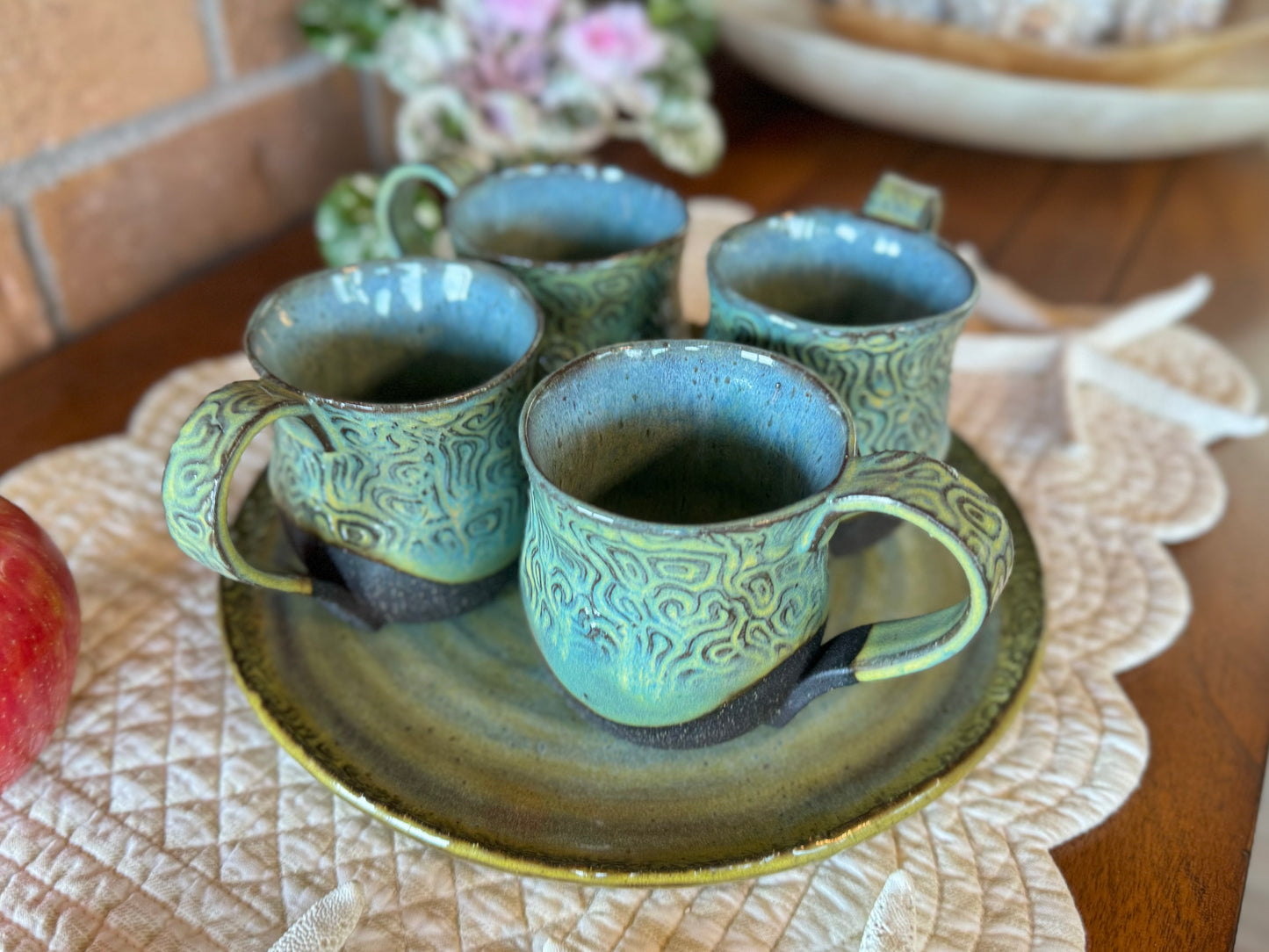 Handmade Pottery Coffee Cups (Set of 4) 8 oz.