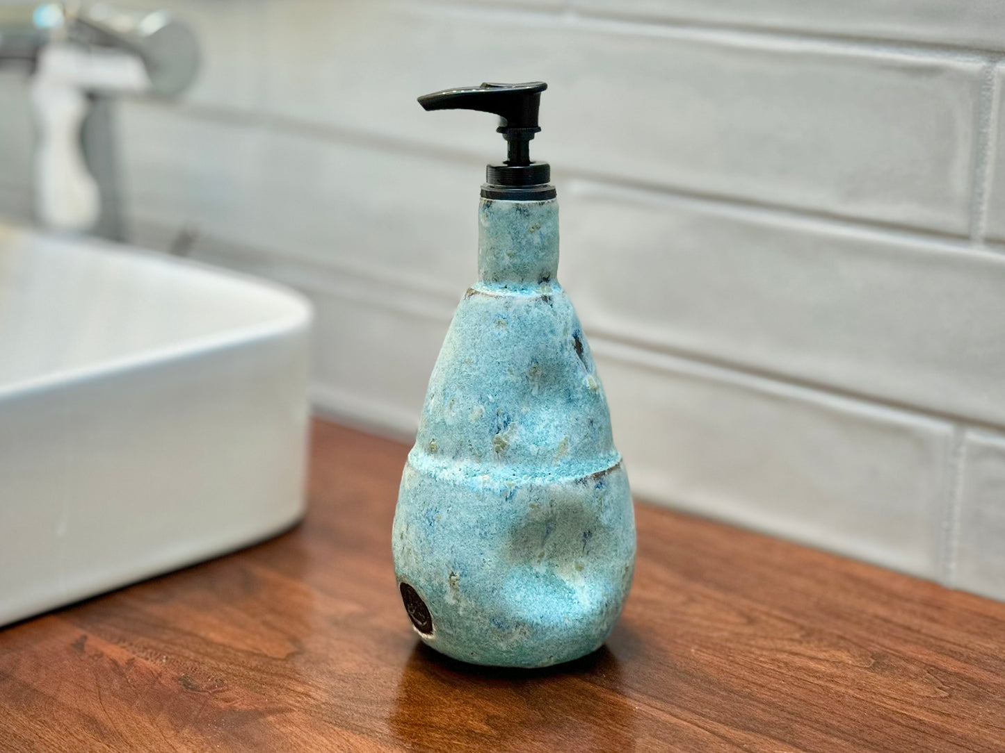 Handmade Pottery Vase, Oil Decanter, and Soap Dispenser In One