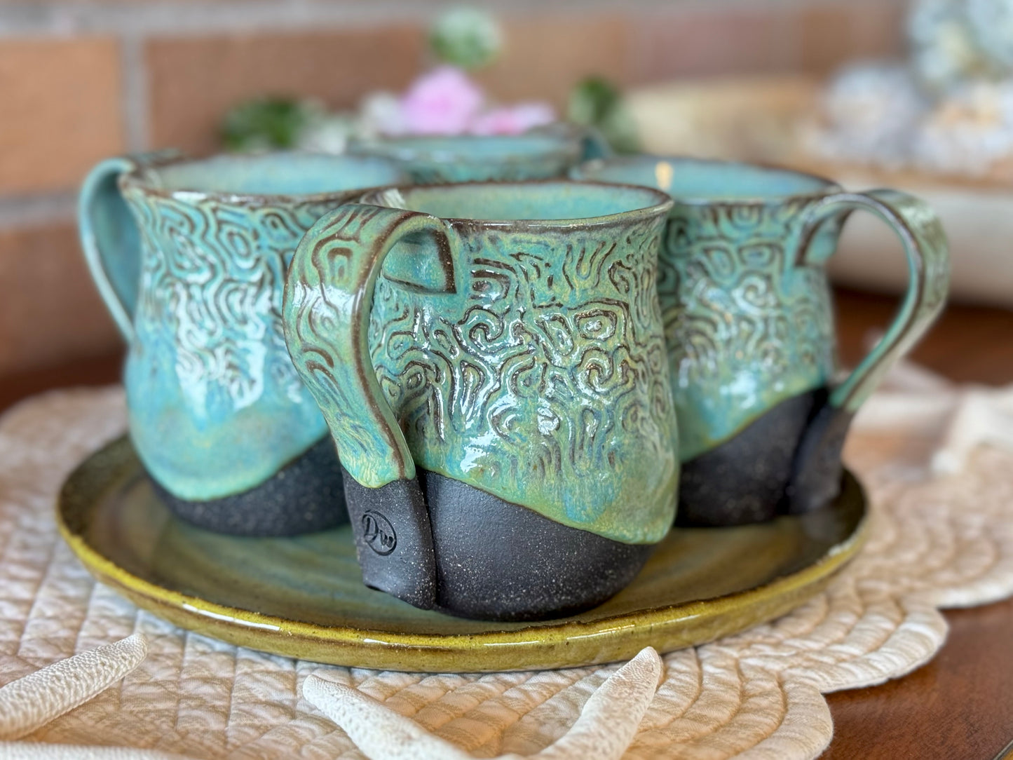 Handmade Pottery Coffee Cups (Set of 4) 10 oz.