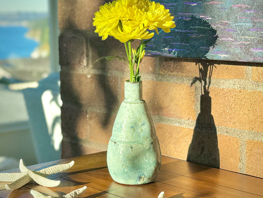 Handmade Pottery Vase, Oil Decanter, and Soap Dispenser In One