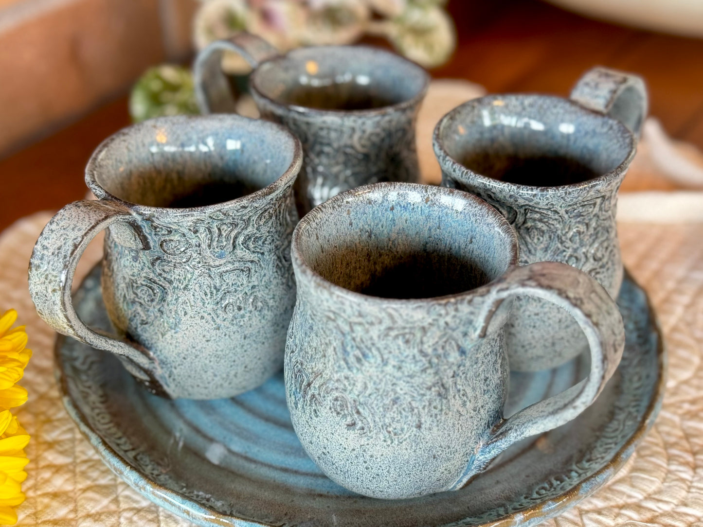 Handmade Pottery Coffee Cups (Set of 4) 8 oz.