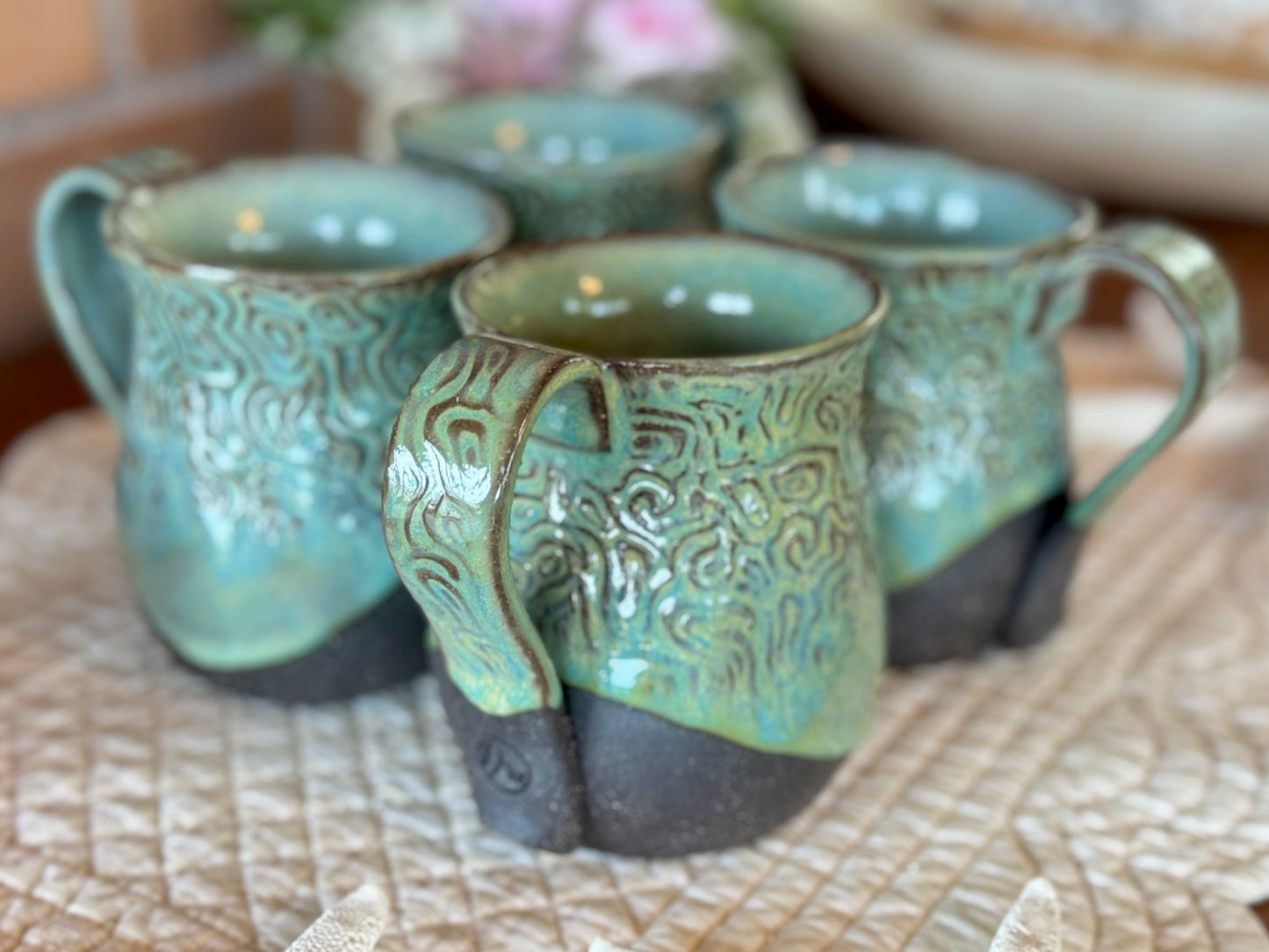 Handmade Pottery Coffee Cups (Set of 4) 10 oz.