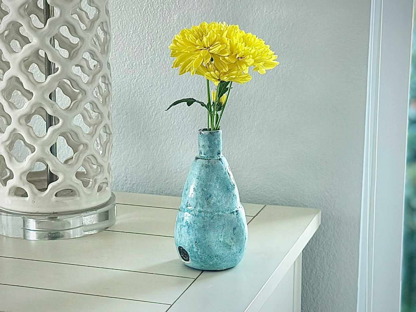 Handmade Pottery Vase, Oil Decanter, and Soap Dispenser In One