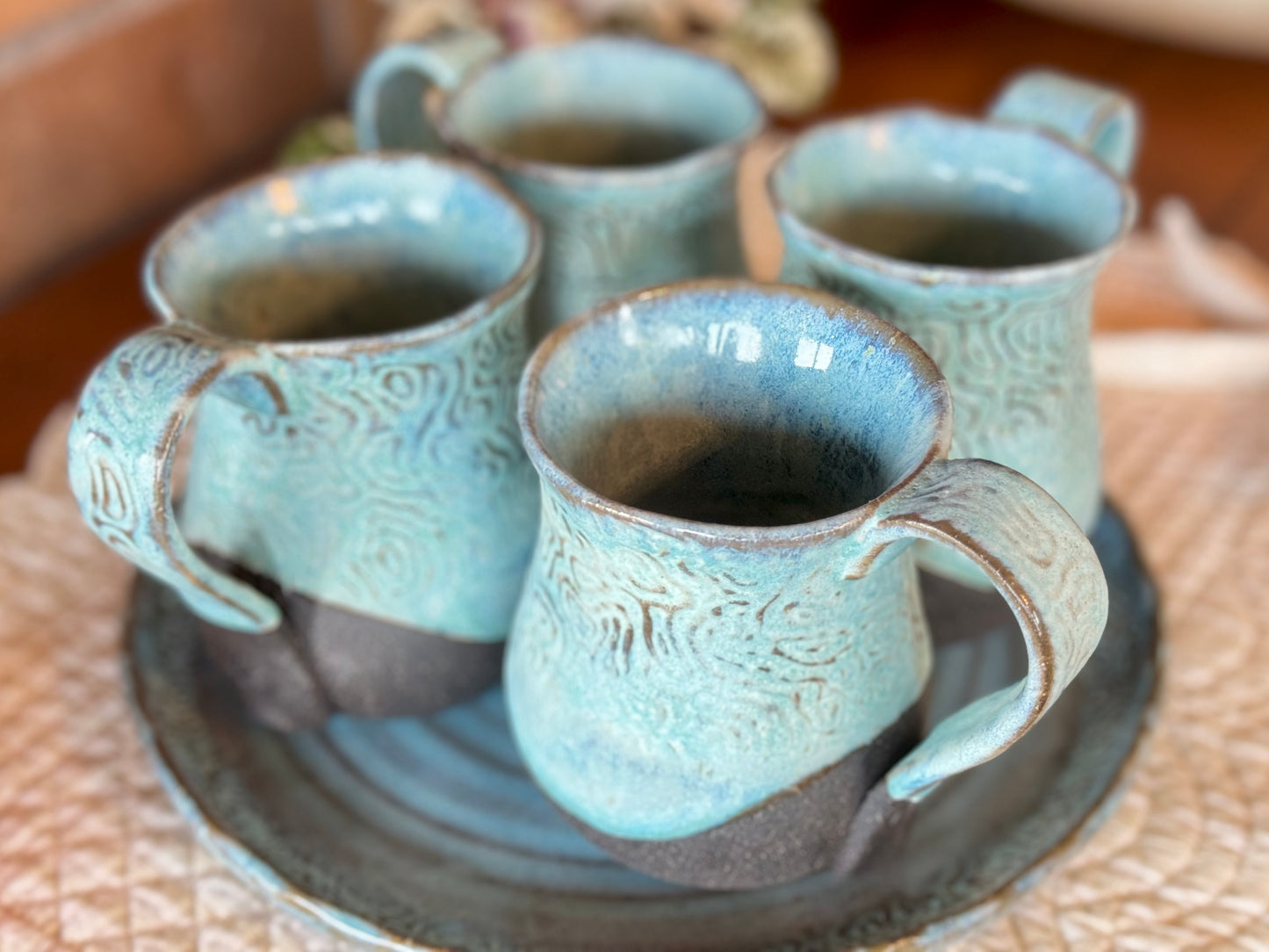 Handmade Pottery Coffee Cups (Set of 4) 10 oz.