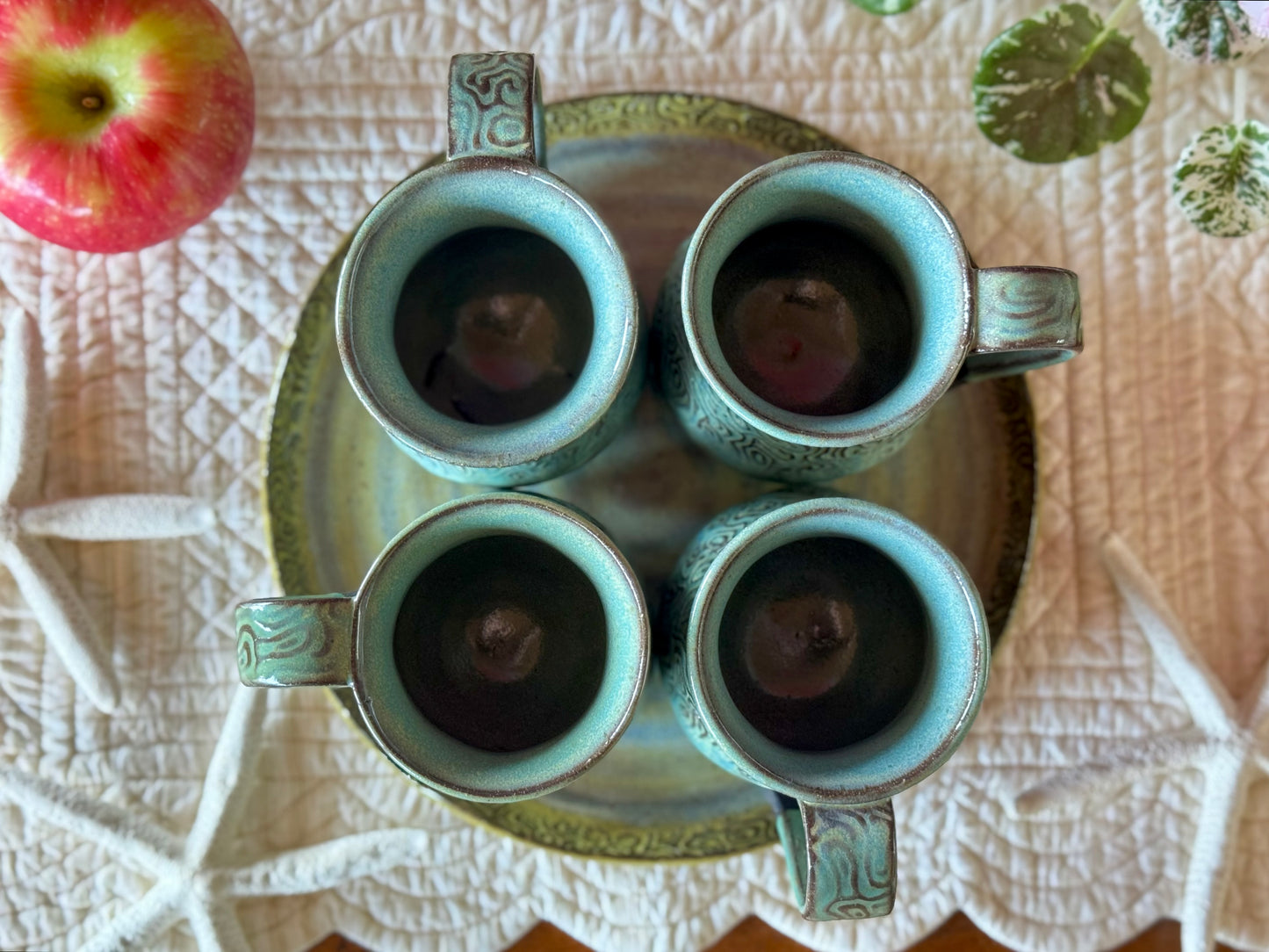 Handmade Pottery Coffee Cups (Set of 4) 10 oz.