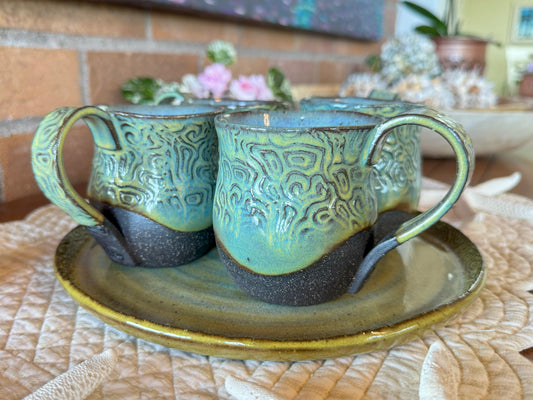 Handmade Pottery Coffee Cups (Set of 4) 8 oz.