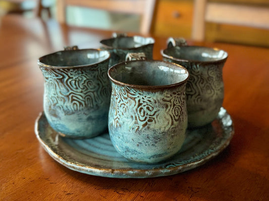 Handmade Pottery Coffee Cups (Set of 4) 8 oz.