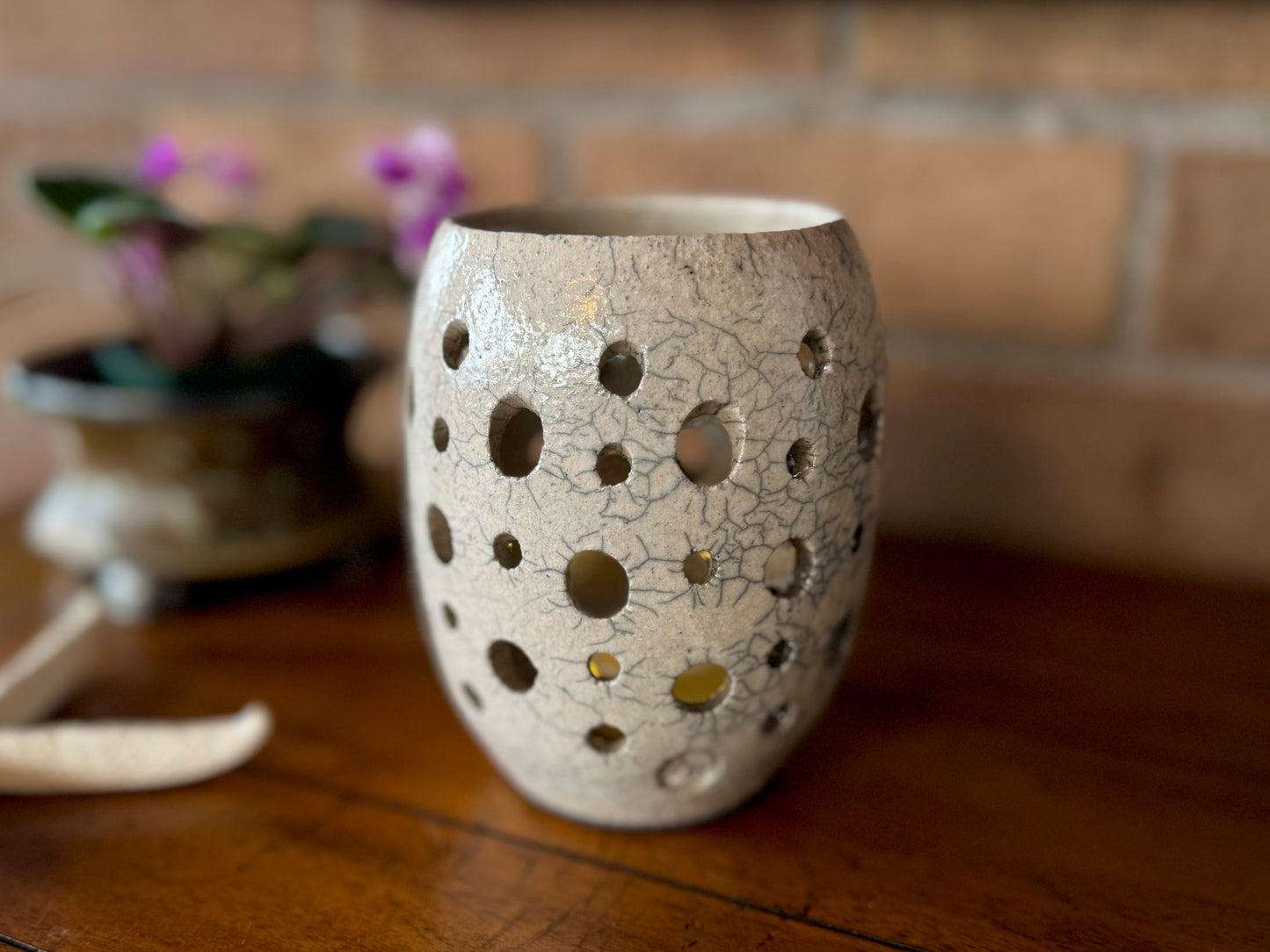 Handmade Raku Pottery Luminary