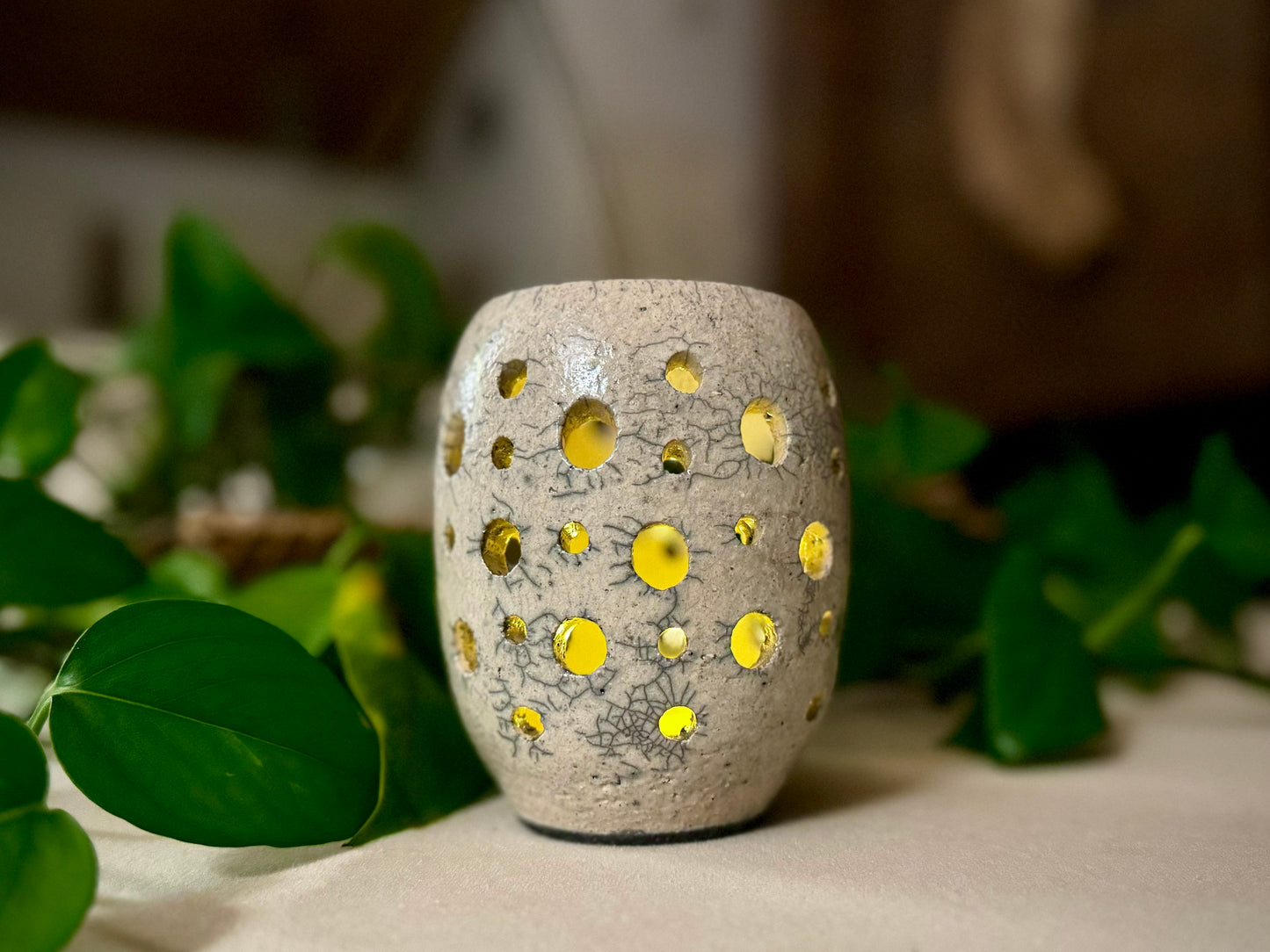 Handmade Raku Pottery Luminary