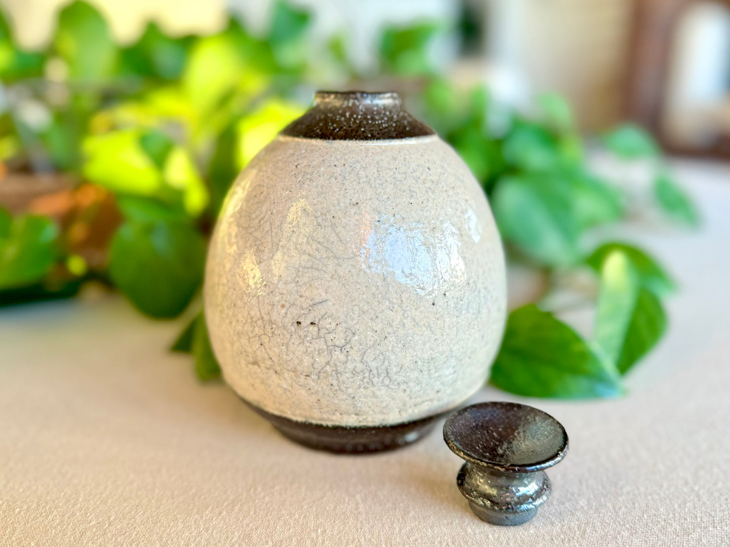 Handmade Raku Pottery Decorative Vessel